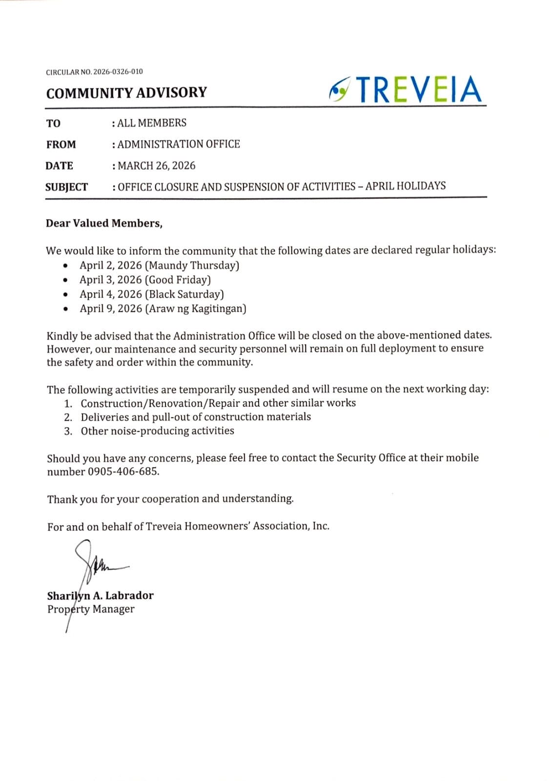 Community Advisory