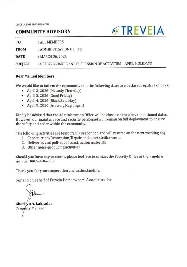 Community Advisory